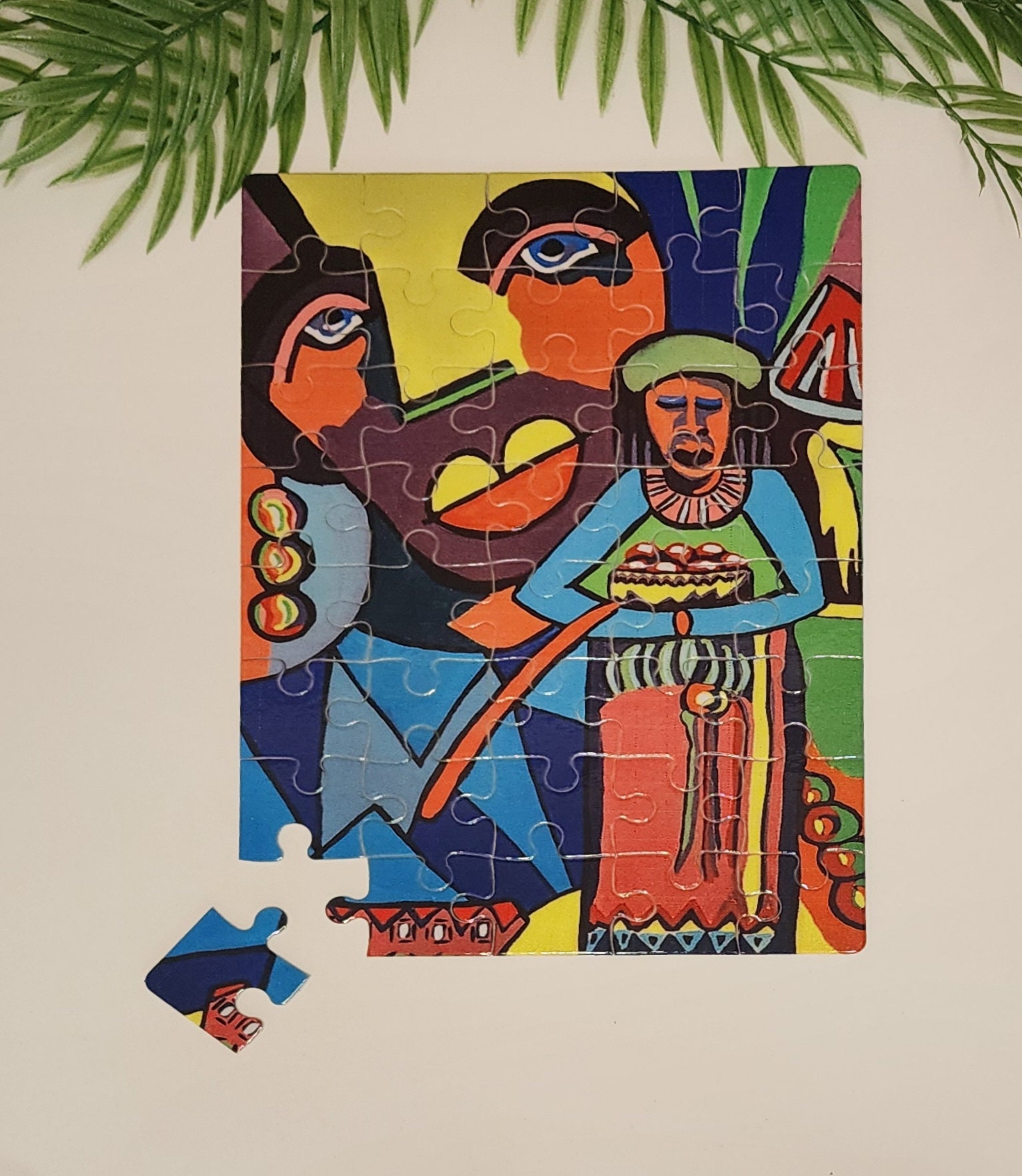 大人向け、認知症の方向けのパズル「アフリカの芸術」、40 ピース