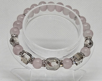 Handmade Beaded  Crystal Glass Beads Light Grey  Bracelet