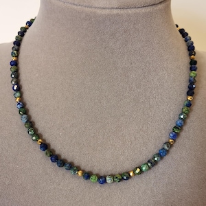 Necklace-choker made of natural chrysocolla. Evening jewelry. Jewelry for women.