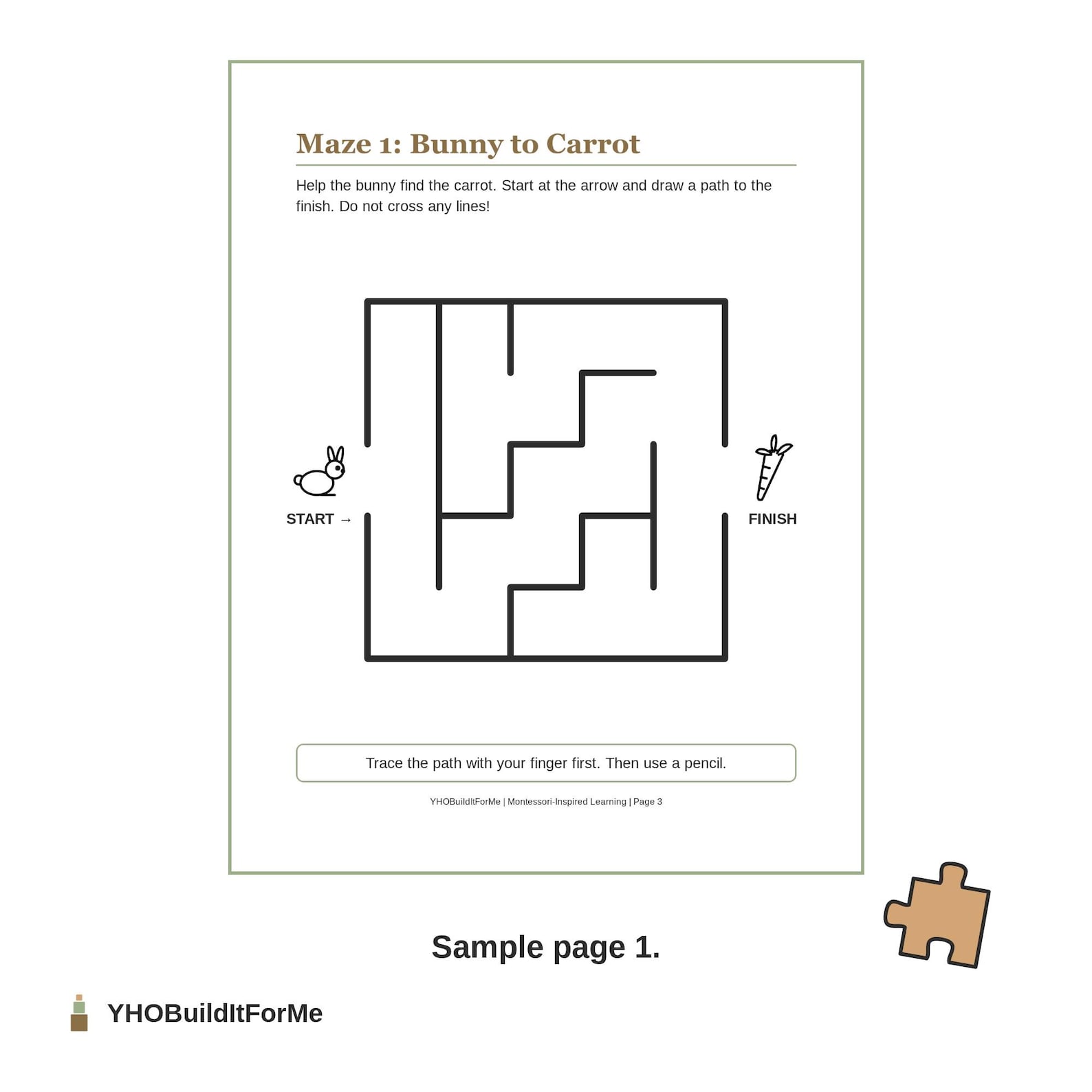 Bunny to carrot maze page from the Easy puzzle book