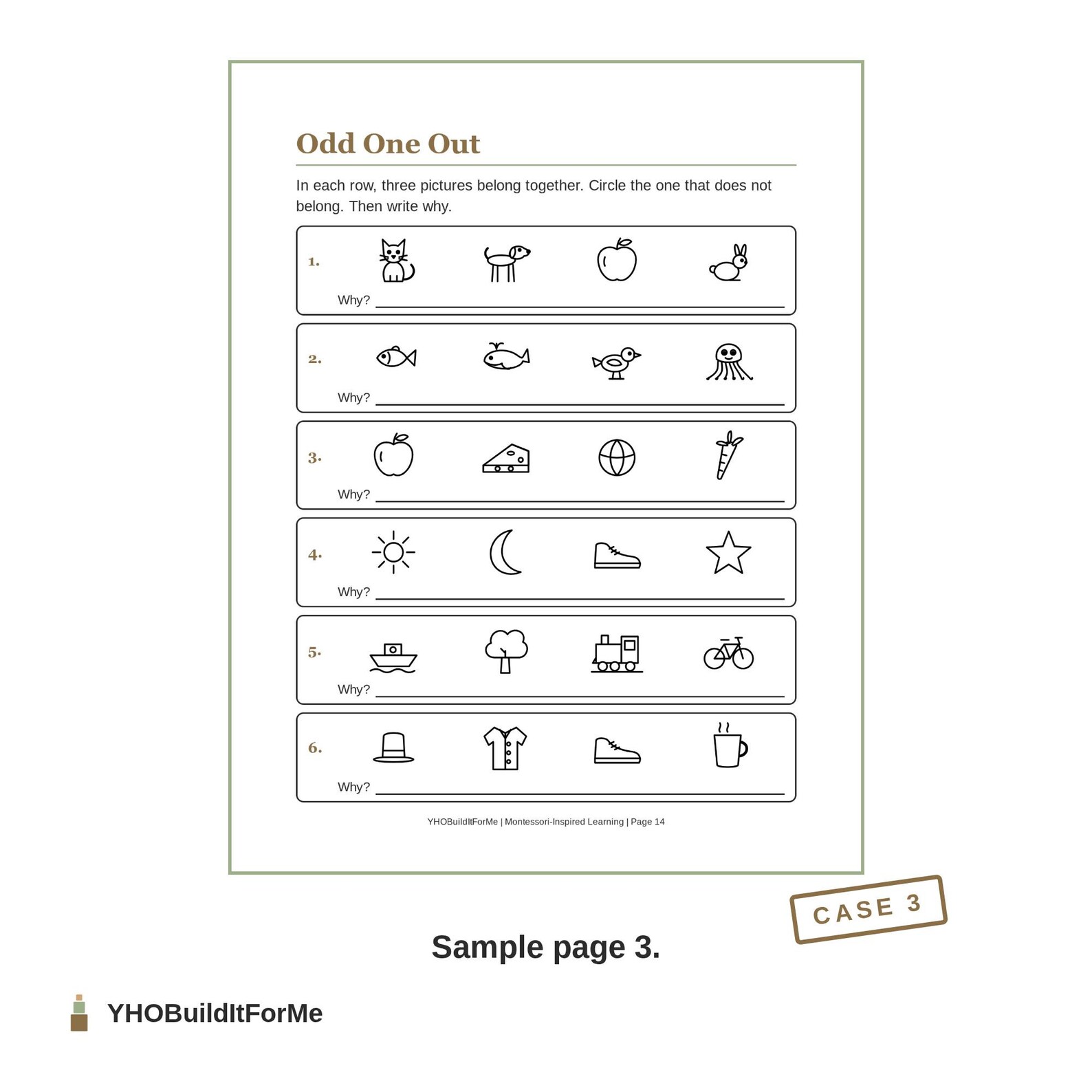 Odd one out page from the Medium puzzle book
