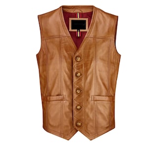 Motorbike Leather Vest- 100% Genuine Cowhide Drum dyed Leather - Vintage Motorcycle Club Gang Vest - Free Shipping