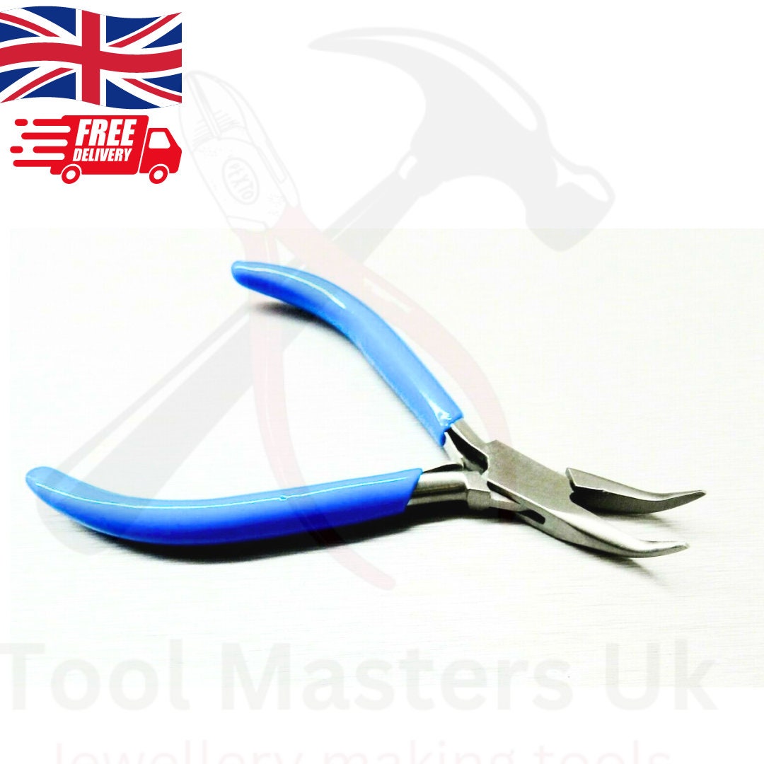 P.Tool Precision 130mm Japanese Stainless Steel Jewellers Spring Loaded Bent Nose Pliers, for Wire Craft & Jewelry Making
