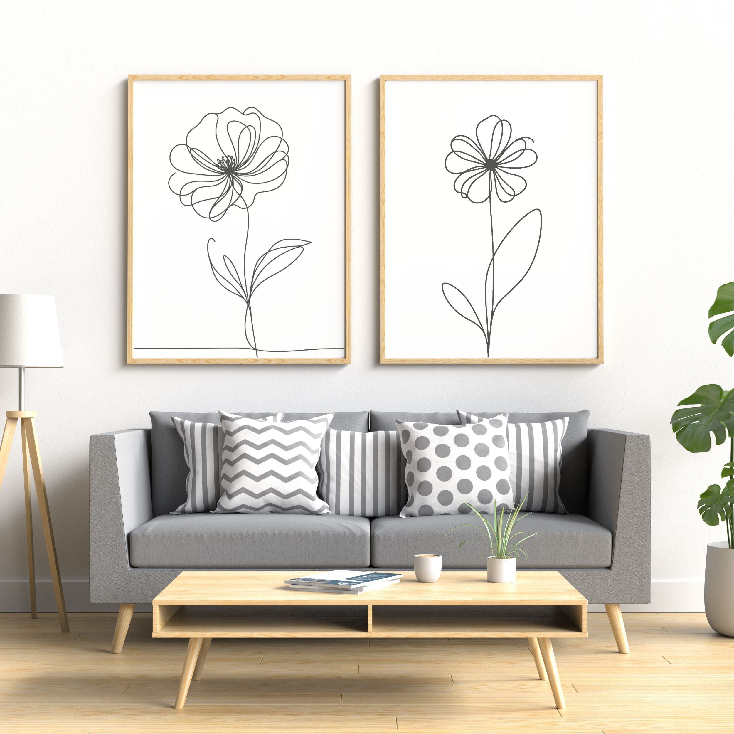 Minimalist Flower Wall Art, Flower Wall Art, Minimal Floral Prints, Set