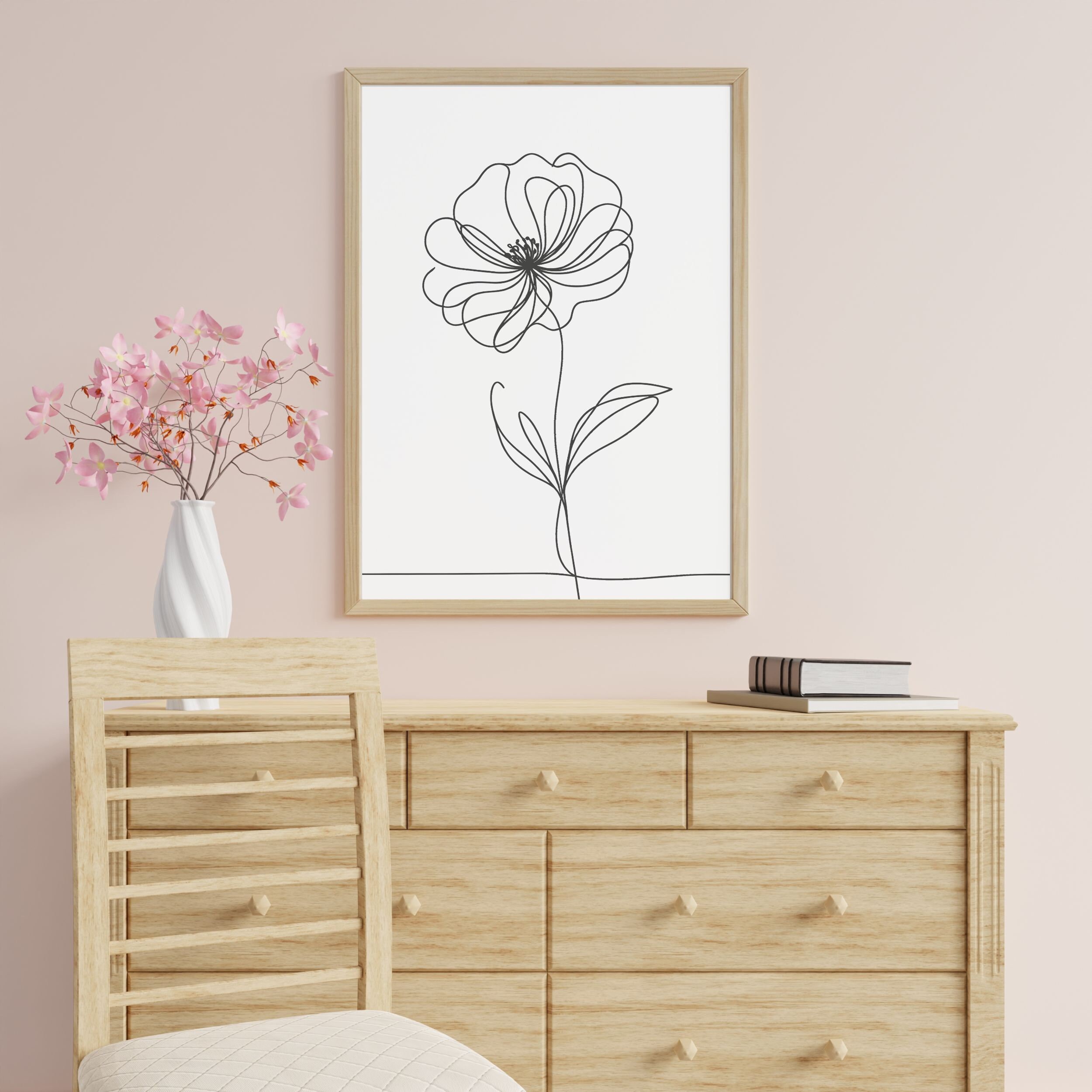 Minimalist Flower Wall Art, Flower Wall Art, Minimal Floral Prints, Set