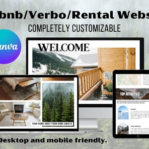 Rustic Airbnb, Vrbo, Rental Property Website Template, High Quality Customizable Canva Website, Rental Property Marketing Page