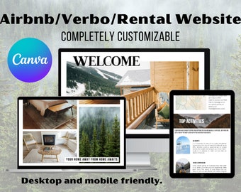 Rustic Airbnb, Vrbo, Rental Property Website Template, High Quality Customizable Canva Website, Rental Property Marketing Page