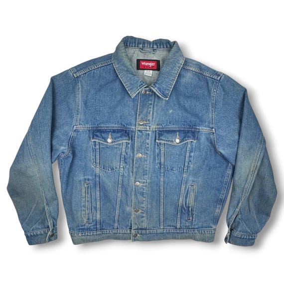Wrangler, Wrangler Hero VTG Denim Jean Jacket XL Distressed Trucker Workwear 90s Blue