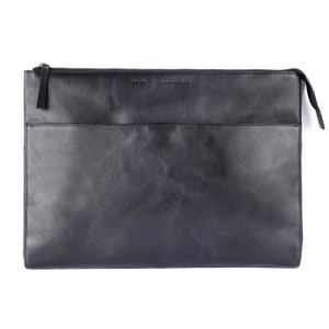 Leder Laptoptasche Handgefertigt aus hochwertigem italienischem Leder Stilvoller Schutz für Ihr Notebook und weiteren Accessoires Schwarz