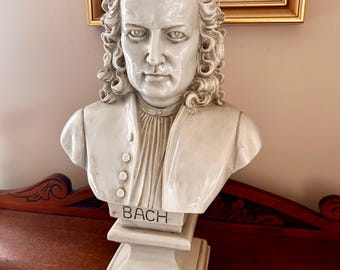 Busto de compositor de música de Bach, estatua vintage grande de 46 cm, escultura artística