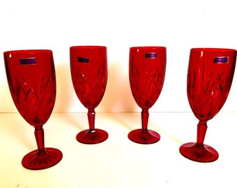 Copas de vino estilo cáliz rojo de cristal Marquis Waterford - Juego de 4, pegatinas originales