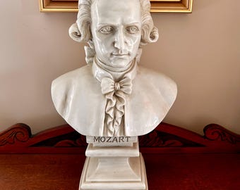 Busto vintage grande de Mozart, compositor musical, estatua, escultura artística, figura decorativa, 45 cm