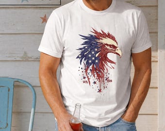 American Flag Eagle Head T-Shirt, Patriotic Bald Eagle Graphic, Fourth of July Celebration Tee