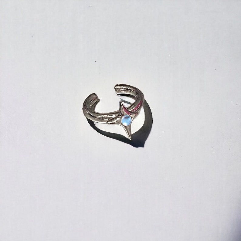 Silber Y2k Sterne Ringe Y2k Egirl Silber Sterne Ringe, Kreuz Design unregelmäßige Ringe, verstellbare Paare ringe, Gothic Y2k Schmuck für sie 2