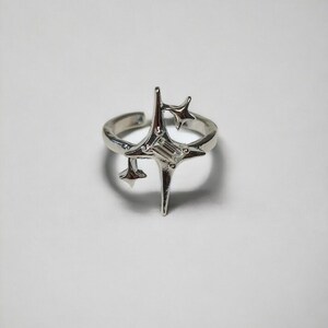 Zilveren Y2k Star Rings Y2k Egirl Silver Star Rings, Cross Design Onregelmatige Ringen, Verstelbare Parenringen, Gotische Y2k sieraden voor haar 1