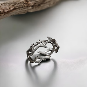 Y2k Silver Thorn Ring Edgy Spike Barbed Wire Ring Unique Geometric Ring Open Adjustable Ring Gothic Streetwear Rings Emo Gift