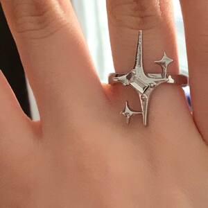Zilveren Y2k Star Rings Y2k Egirl Silver Star Rings, Cross Design Onregelmatige Ringen, Verstelbare Parenringen, Gotische Y2k sieraden voor haar afbeelding 8