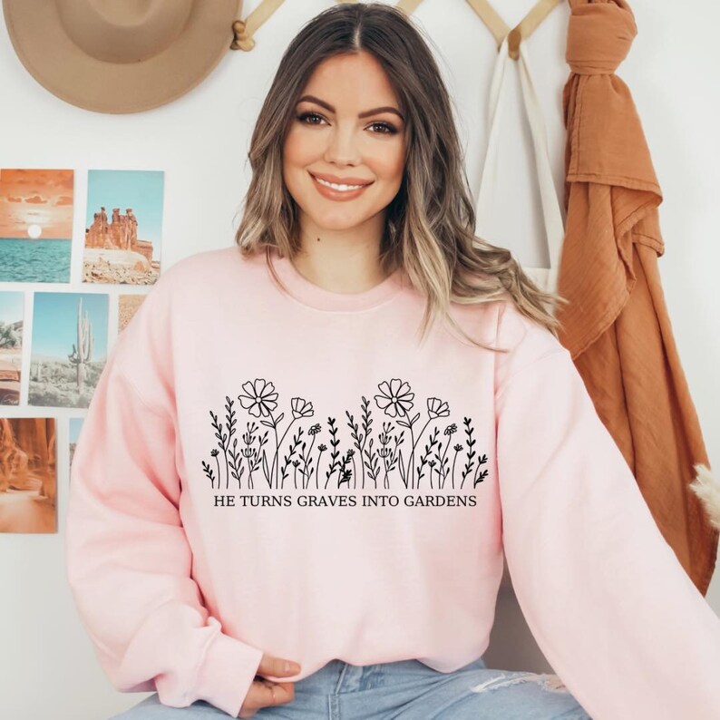 Floral Religious Wildflower Sweatshirt Etsy