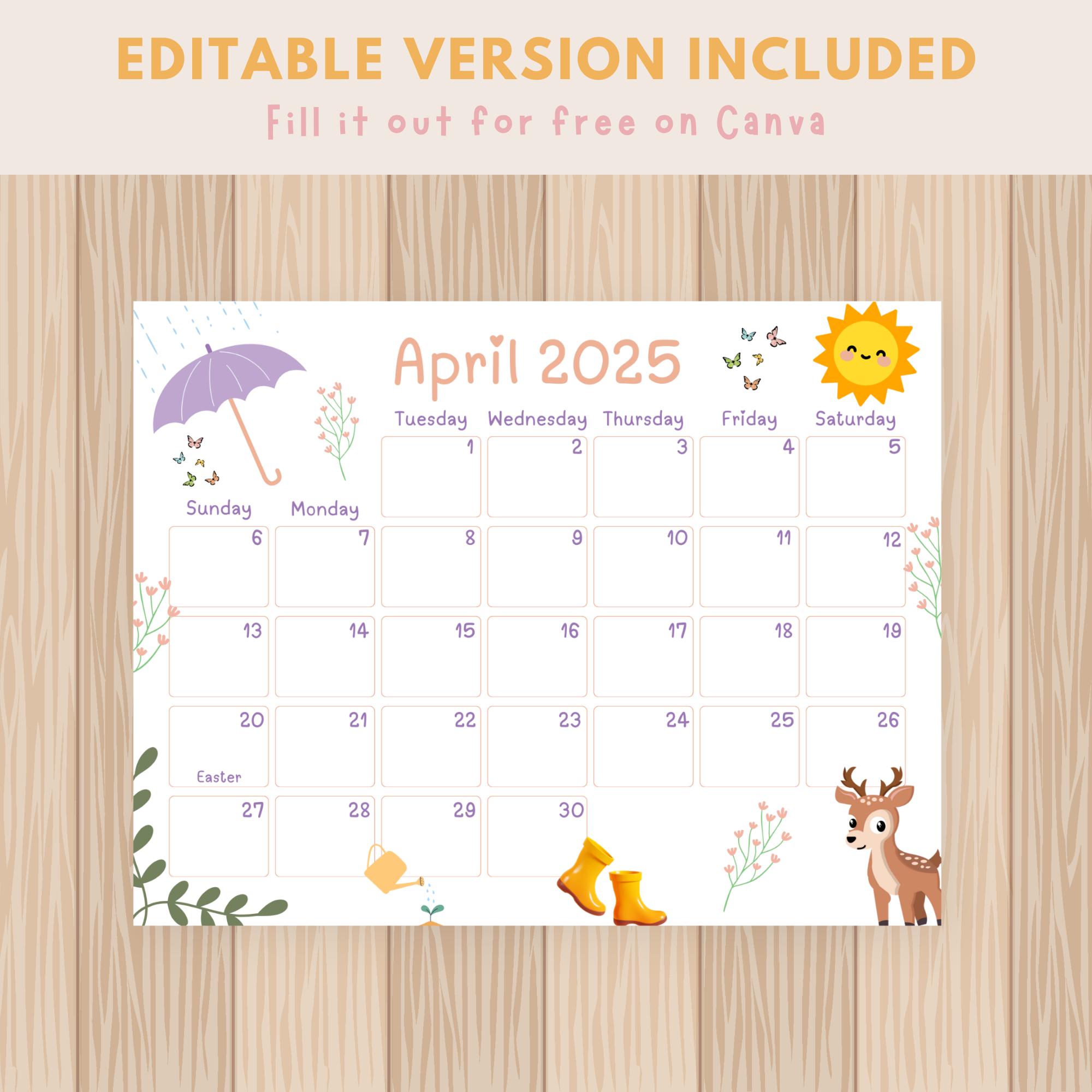 2025 Calendar Printable, Printable Kids Calendar Bundle Wall Calendar ...