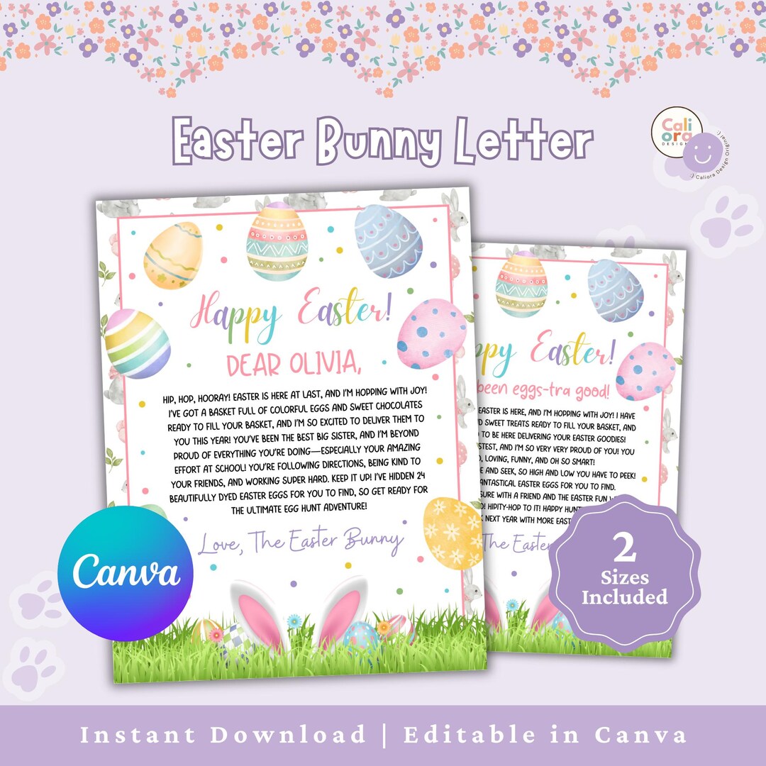 Easter Bunny Letter, Easter Basket Note, Easter Egg Game, Printable ...