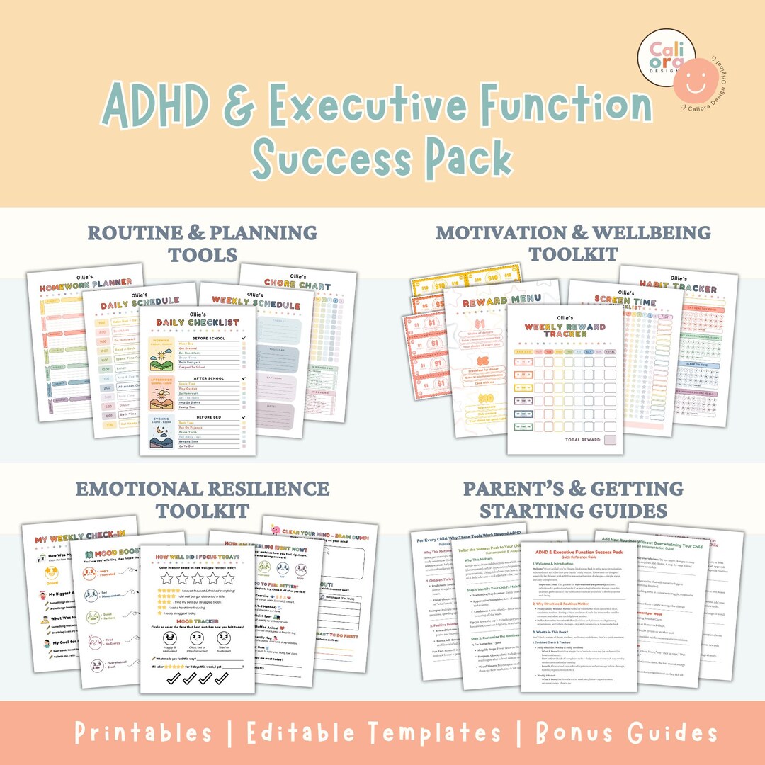 Personalised Regulation Routine Kids ADHD Executive Function Bundle, Daily Routine, Time Management ...