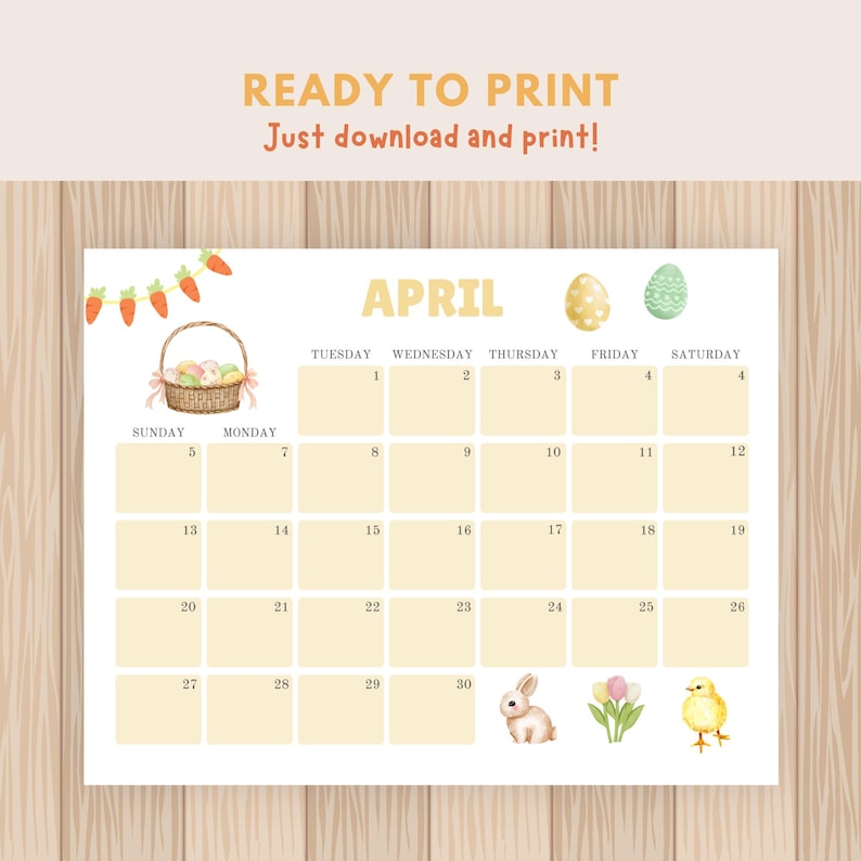 2025 Calendar Printable, Cute Kids Watercolor Calendar 2025, Wall
