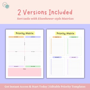Eisenhower Matrix, ADHD Decision Matrix, Urgent Important to Do List ...