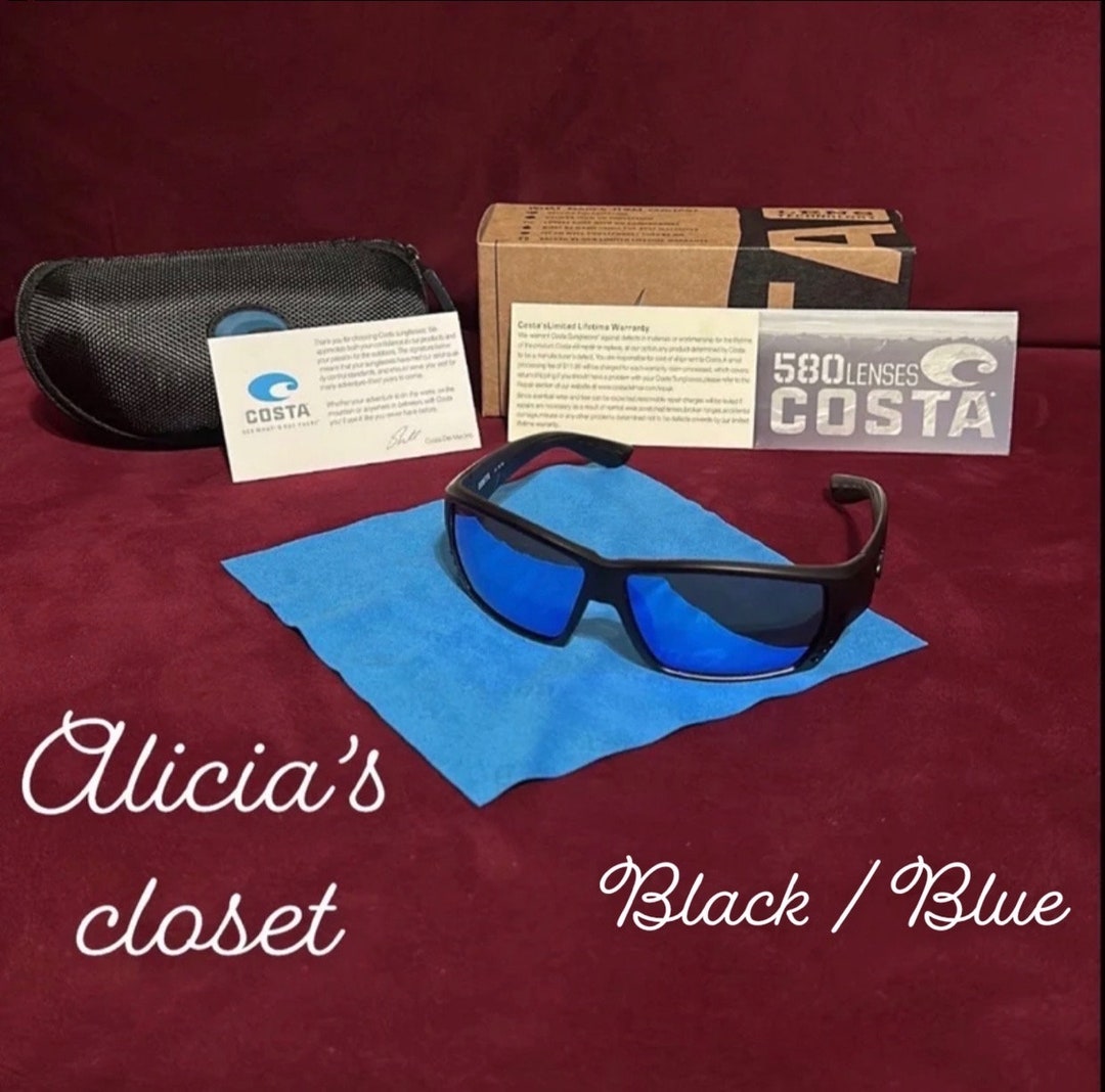 Costa Del Mar Tuna Alley Sunglasses Polarized 580P Lenses Black / Blue