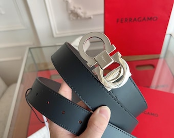 Authentic Salvatore Ferragamo leather belt Width:3.5cm/1.38in