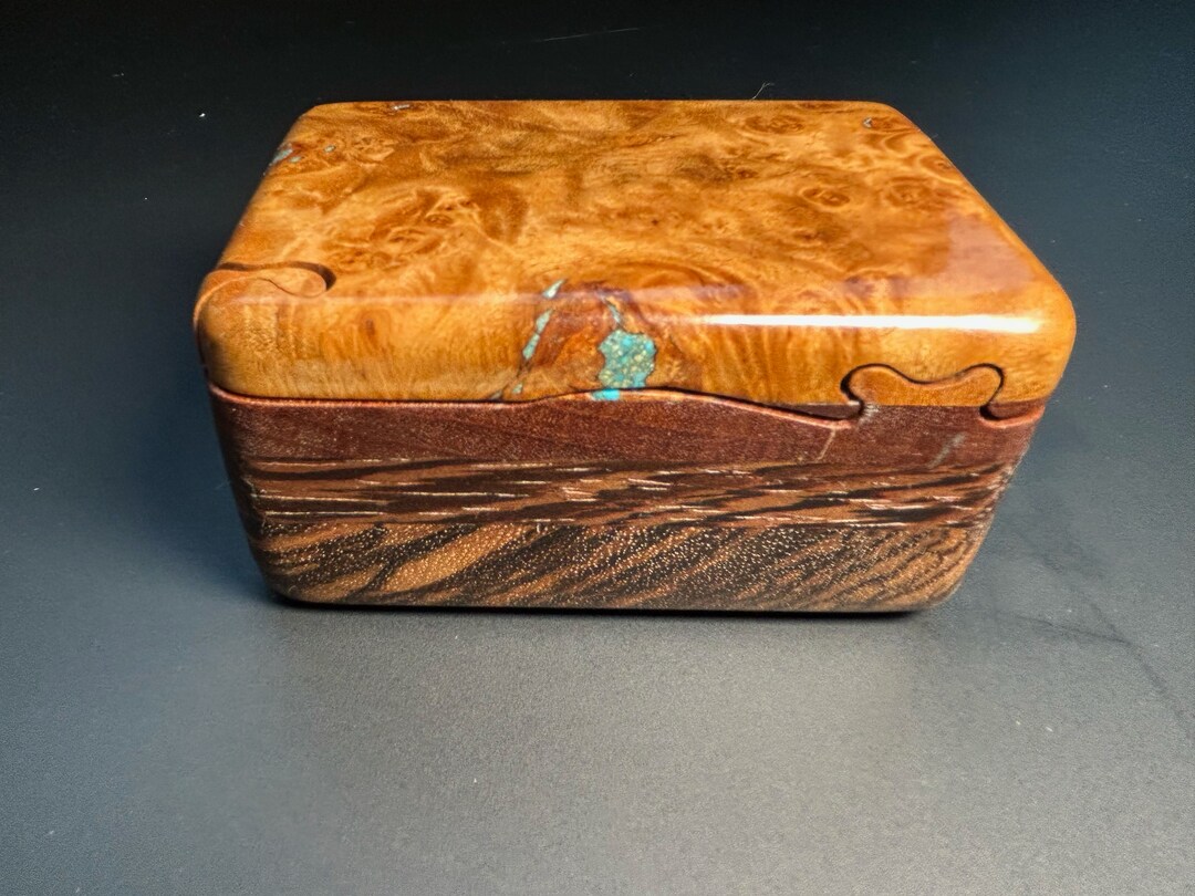 Burl Sliding Lid Box Bandsaw Box With Four Woods Etsy