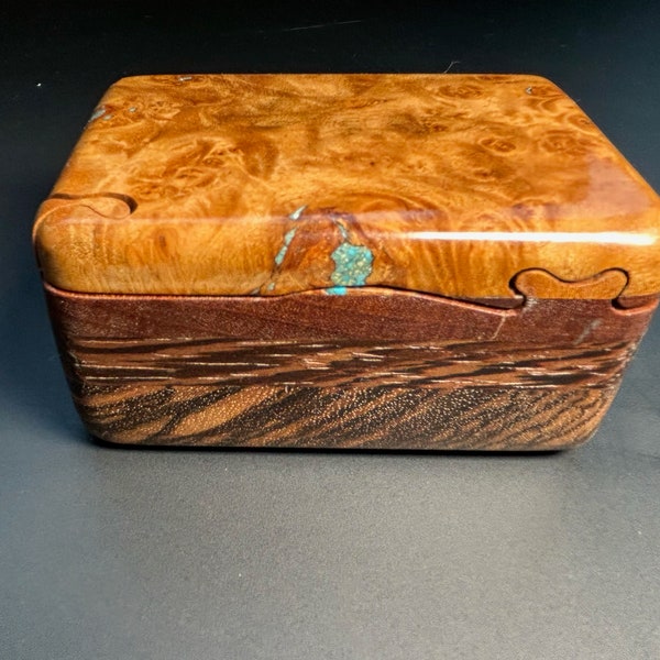 Burl Sliding Lid Box Bandsaw Box with Four Woods