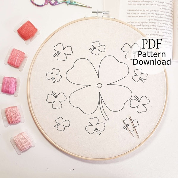 St. Patrick's Day Embroidery Pattern, PDF Templante, Handmade Gift, Hand Embroidery Design, DIY Needlework, Learn to Embroid