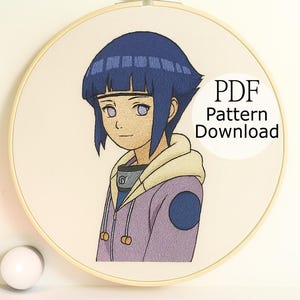 Anime Embroidery Pattern, Nostalgia Anime Design, Hand Embroidery for Begginer, Manga Embroidery Art