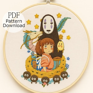 Spirited Away Embroidery Pattern: Studio Ghibli Anime Design (PDF Pattern)