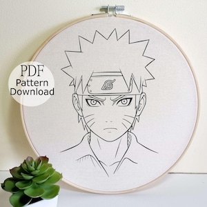 Anime Embroidery Pattern, Nostalgia Anime Design, Hand Embroidery for Begginer, Manga Embroidery Art