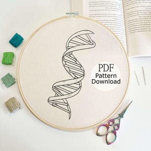 DNA Embroidery Pattern, Laboratory Embroidery Design, Science Inspired Embroidery, Biology Embroidery Art, Hand Embroidery for Begginers