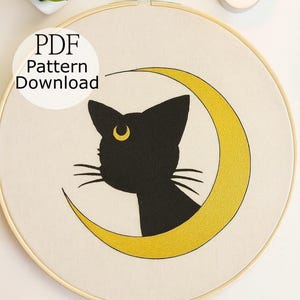Sailor Moon Embroidery Pattern, Magical Girl Stitch Pattern, Japanese Embroidery, Hand Embroidery Anime, Hand Embroidery for Begginer