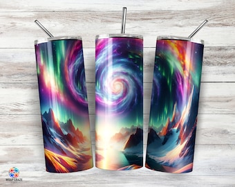 Aurora Borealis Tumbler Wrap – Night Sky, PNG, 20oz skinny beker (digitale download)