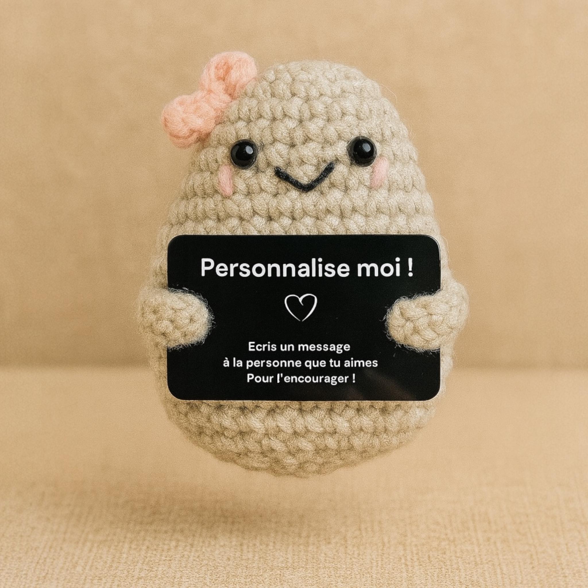 Patate En Laine Positive France Design - Cadeau Original Et Motivant - Message Humoristique - 7 Cm