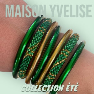 Pulsera budista de mujer Stock limitado PROMO Flash MATE Efecto METAL Brazalete budista, pulsera de colores Composition verte