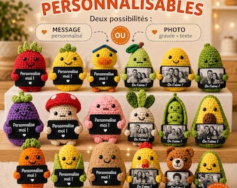Custom Crochet Plush Toy Handmade – Personalized Message Gift, 18 Cute Characters, Unique Cute Gift, Soft & Funny Present