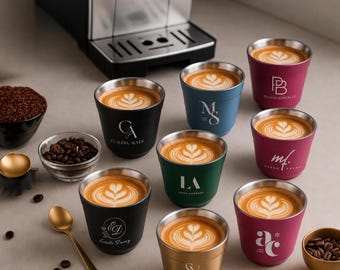 Tasse expresso personnalisée 80 ml gravée – Cadeau fête des mères personnalisé, tasse café prénom, tasse aluminium double paroi