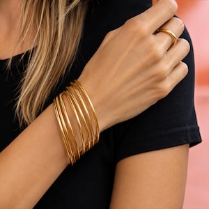 Thin Buddhist Bangles Gold – Authentic Thai Kumlai – Premium Quality Certified – Sizes S & M – Sold Individually image 2