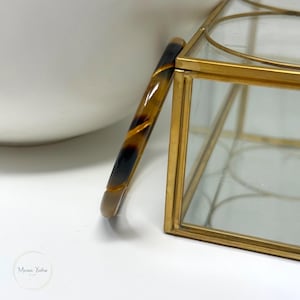 Bracelet jonc corne de buffle marron doré torsadé – Bijou artisanal femme, corne naturelle, fait main Vietnam