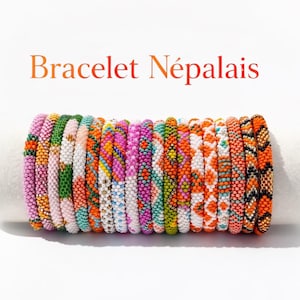 Bracelet Népalais Rose – Bijou Spirituel Femme – Perles de Rocaille – Porte Bonheur – Fait Main – Vendu à l’unité