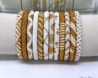 Bracelet népalais Doré en Perles – Bijou Artisanal du Népal –  Vendu à l'unité