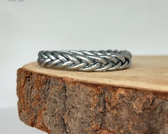 Braided Buddhist Bangle Bracelet in Silver - Kumlai Silver Premium Quality with Mantra, Made in Thailand - Sold Individually