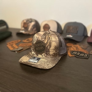 Overtime Hours BS Pay Patch Hat | Blue Collar Hat | Leather Patch Hat | Leatherette | Trucker Hat