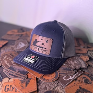 Eat Sip Shoot Dove Shoot Hat | Dove Hunting Hat | Tik Tok Hat | Leather Patch Hat | Leatherette | Trucker Hat | Hunting Hat