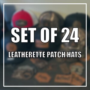 24 Custom Leather Patch Hats | Logo Hats | Laser Engraved Leatherette Patch | Company Logo Hat | Personalized Logo Hat | Trucker Hat